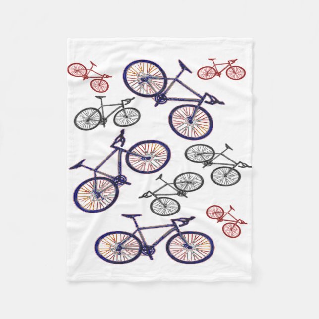 Bicycle Print Design Fleece Blanket (Front)