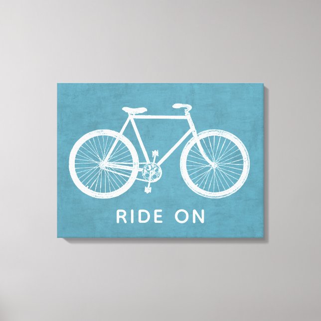 Bicycle Quote Turquoise Blue Art Canvas Print (Front)