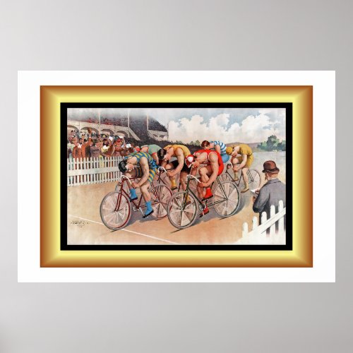 Bicycle Race A Peloton Six Cyclists Paris 1895  Poster