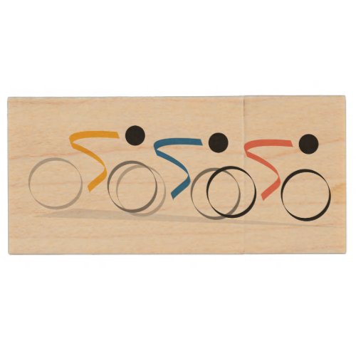 Bicycle Race Logo Personalized Wood Flash Drive