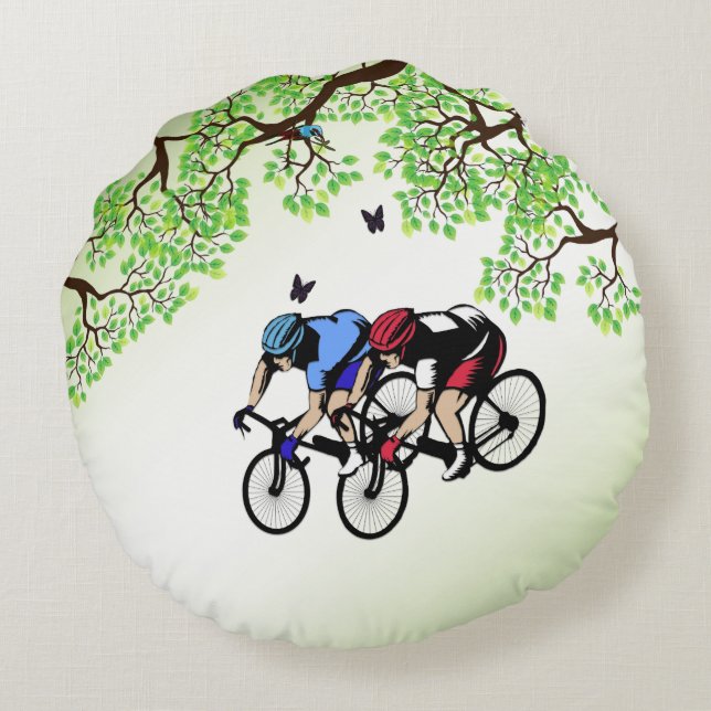 Bicycle Race Round Pillow (Back)