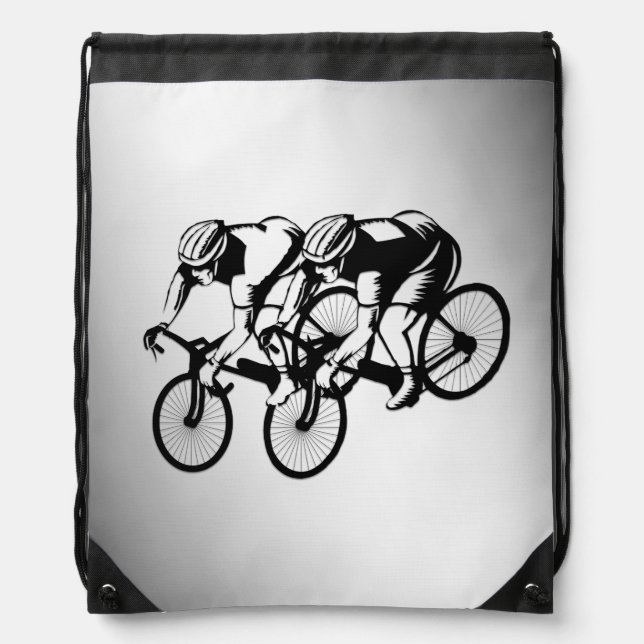 Bicycle Race Silver Drawstring Bag (Front)