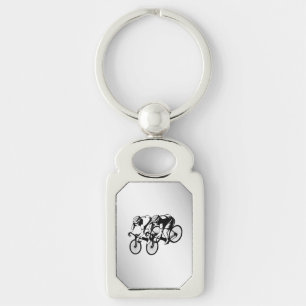 Bicycle Race Silver Keychain