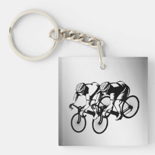 Bicycle Race Silver Keychain