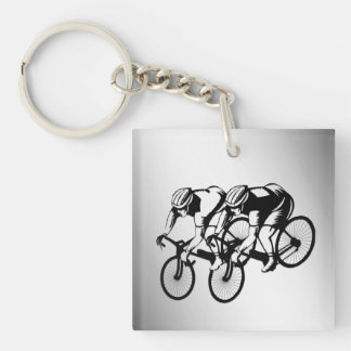 Bicycle Race Silver Keychain