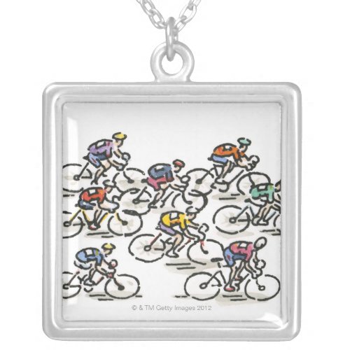 Bicycle Race Silver Plated Necklace