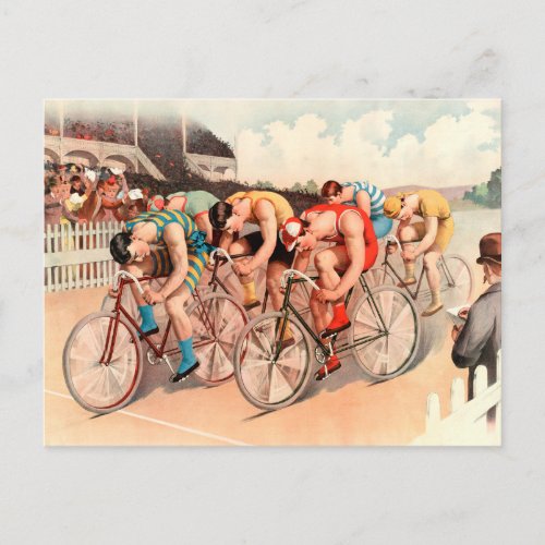 Bicycle Race Vintage Illustration Postcard