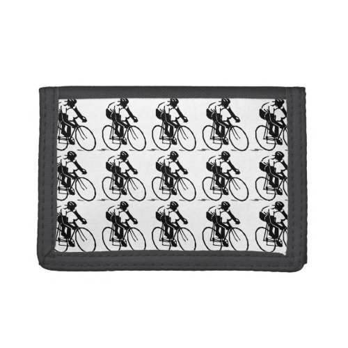 Bicycle Racer Bike Rider in Black Sports Pattern Trifold Wallet