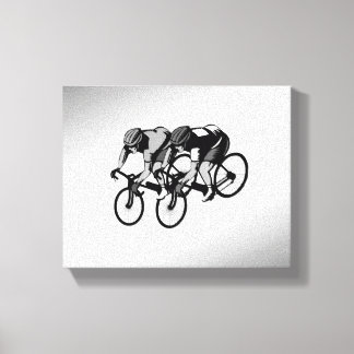 Bicycle Racers Silver Canvas Print