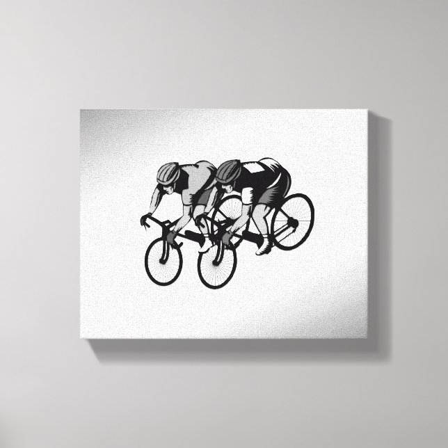 Bicycle Racers Silver Canvas Print (Front)