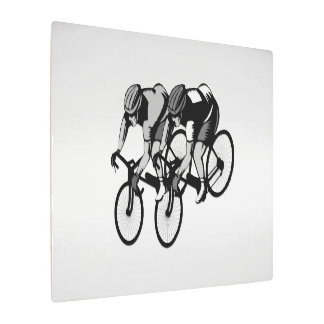 Bicycle Racers Silver Metal Print