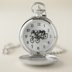 Bicycle Racers with Black Numbers Pocket Watch