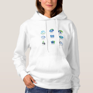Bicycle Racing Icons Blue and Green Sport Hoodie