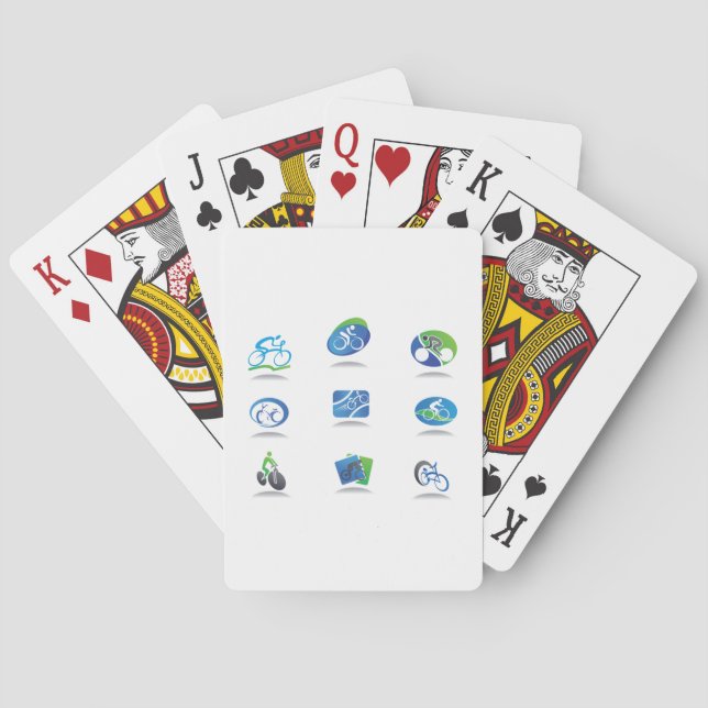 Bicycle Racing Icons Blue and Green Sport Poker Cards (Back)
