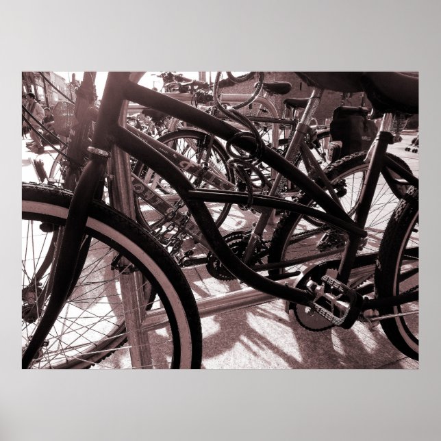 Bicycle Rack - Warm Tone B&W Poster (Front)