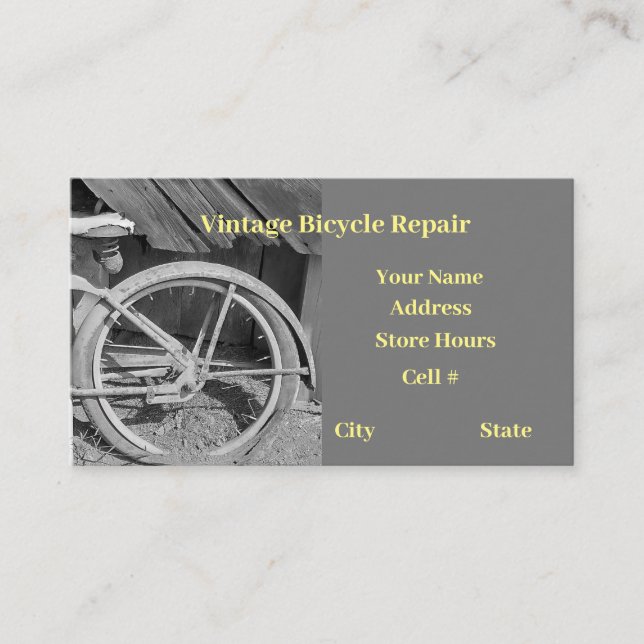 Bicycle Repair Shop Business Card (Front)