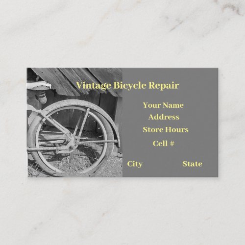 bicycle repair shop fix repair chain and sprocket business card