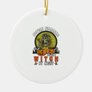 Bicycle Repairers Witch Skull Wrench Pumpkins Hall Ceramic Ornament