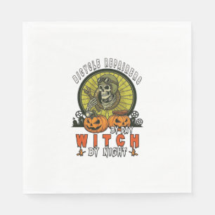 Bicycle Repairers Witch Skull Wrench Pumpkins Hall Napkins