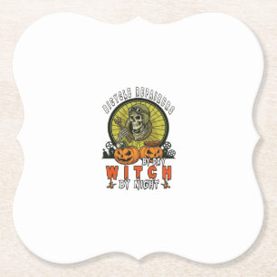 Bicycle Repairers Witch Skull Wrench Pumpkins Hall Paper Coaster
