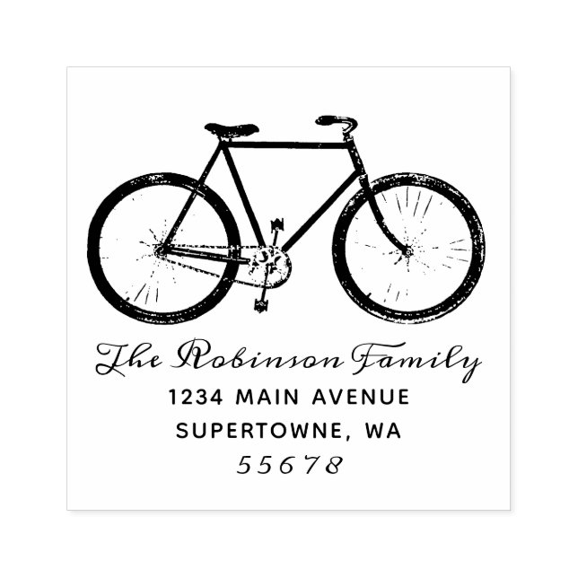 Bicycle Return Address Stamp, Bike, Rubber Stamp (Imprint)