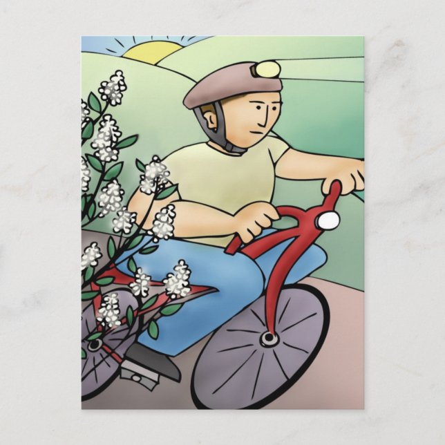 Bicycle Rider at Sunset Postcard (Front)