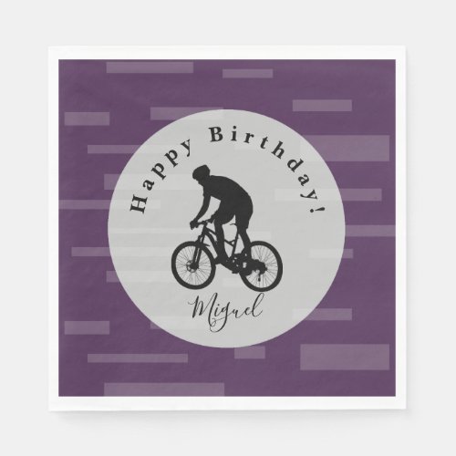 Bicycle Rider Happy Birthday Paper Napkins