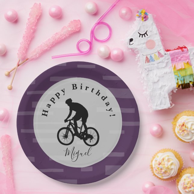 Bicycle Rider Happy Birthday Paper Paper Pl Paper Plates