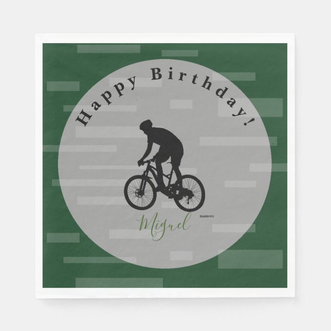 Bicycle Rider Happy Birthday PaperNapkin HAMbyWG Napkins (Front)