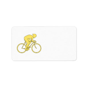 Bicycle Rider in Yellow. Label