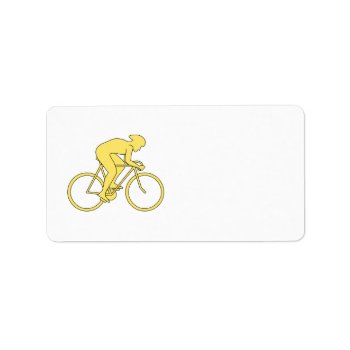 Bicycle Rider In Yellow. Label by Metarla_Sports at Zazzle