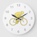 Bicycle Rider In Yellow. Large Clock at Zazzle