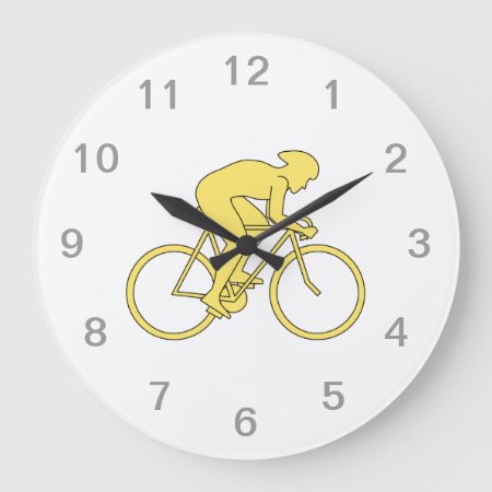 Bicycle Rider In Yellow. Large Clock