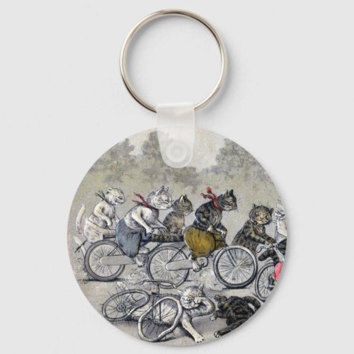 Bicycle Riding Cats Keychain