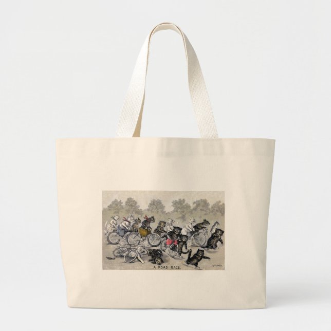 Bicycle Riding Cats Large Tote Bag (Front)