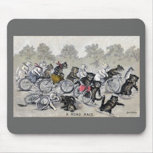 Bicycle Riding Cats Mouse Pad