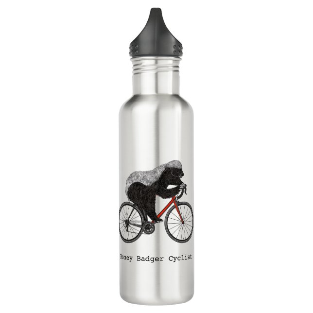 Bicycle Riding Honey Badger  Stainless Steel Water Bottle (Left)