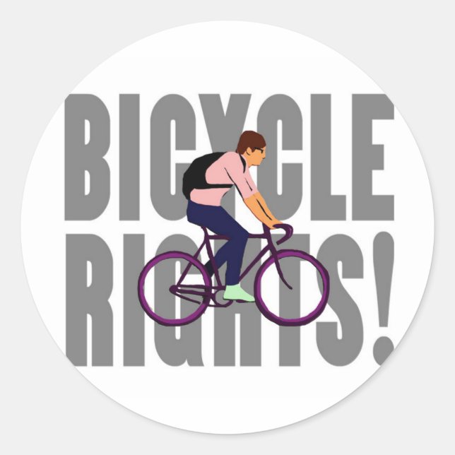 Bicycle Rights in Gray Classic Round Sticker (Front)