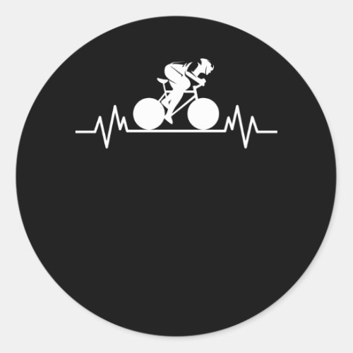 Bicycle Road Bike Heartbeat Design Bicycle Gift Classic Round Sticker