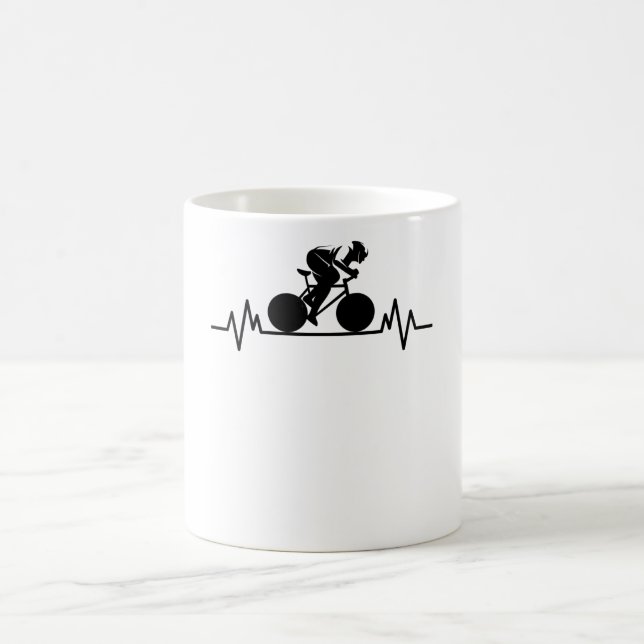 Bicycle Road Bike Heartbeat Design Bicycle Gift Coffee Mug (Center)