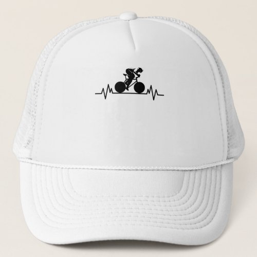 Bicycle Road Bike Heartbeat Design Bicycle Gift Trucker Hat