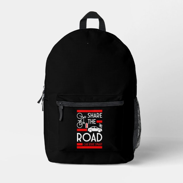 Bicycle Road Safety Awareness Printed Backpack (Front)