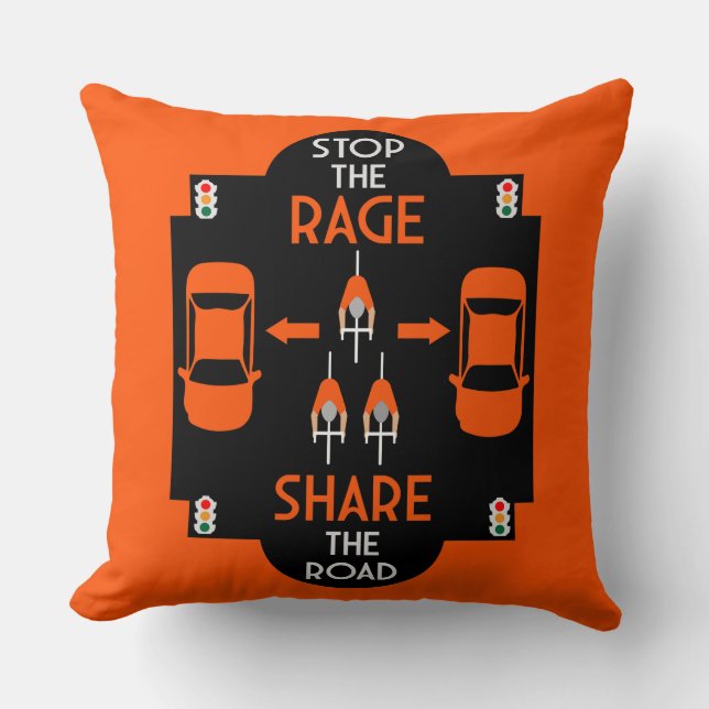 Bicycle Road Safety Throw Pillow (Front)