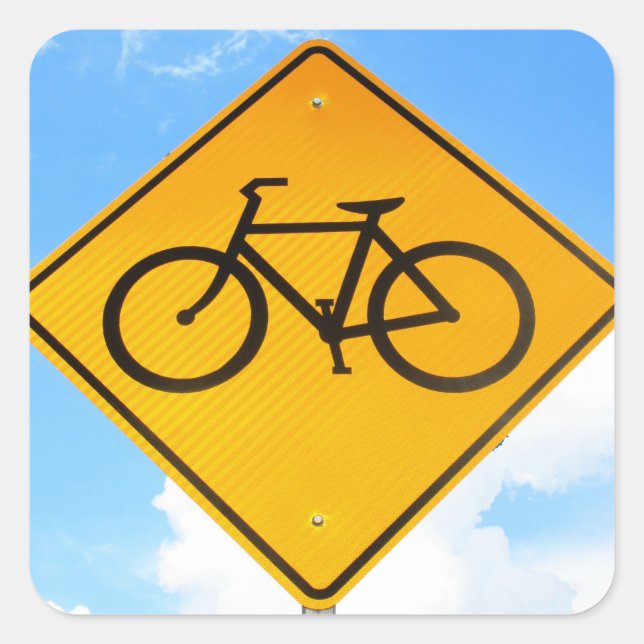 Bicycle Road Sign Square Sticker (Front)