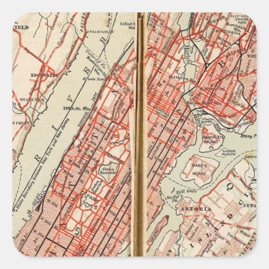 Bicycle Roads in New York and Conneticut 6 Square Sticker