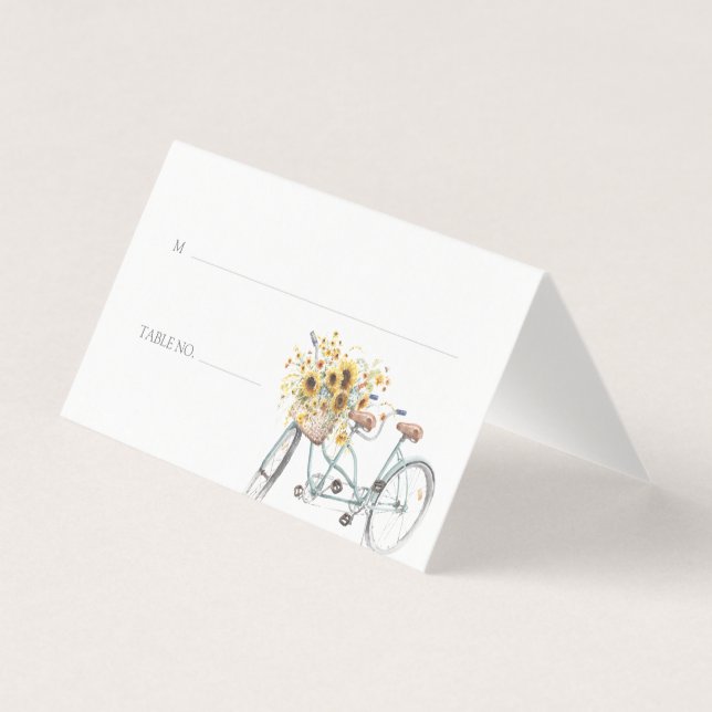 Bicycle Rustic Sunflower Watercolor Wedding Photo (Front)