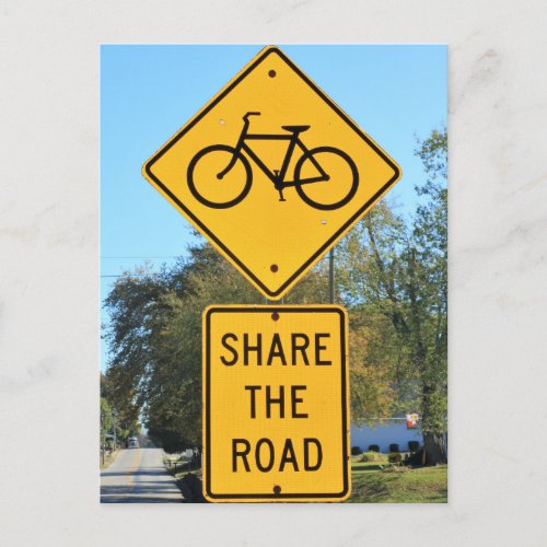 Bicycle  Share the Road Highway Signs Postcard