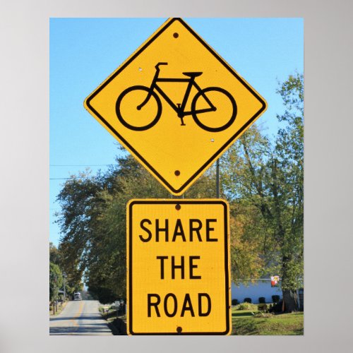 Bicycle  Share the Road Highway Signs Poster