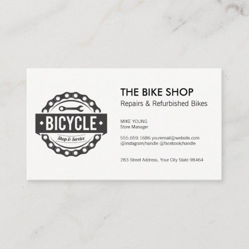 Bicycle Shop and Service Logo Appointment Card