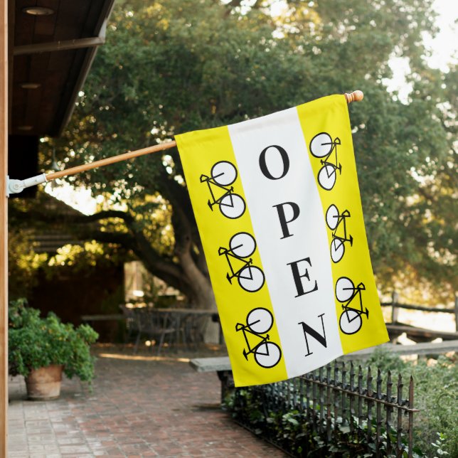 Bicycle Shop Open Sign Flag (In SItu)